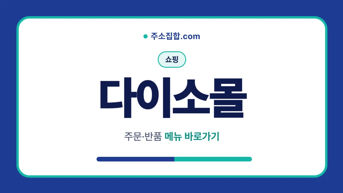 흰 바탕 둥근 카드 테두리 안에 쇼핑 꼬리표와 다이소몰 글자, 주문·반품 메뉴 바로가기 문구를 넣은 다이소몰 안내 이미지